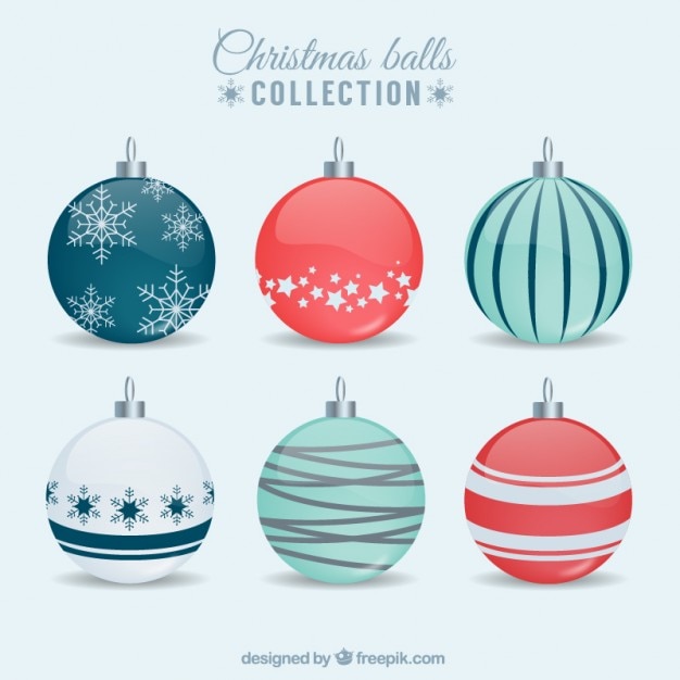 Download Cute collection of christmas baubles | Free Vector