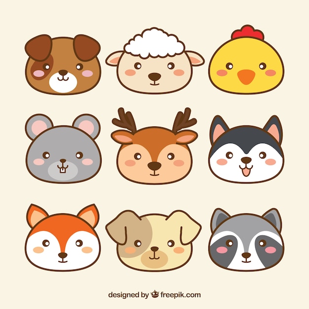 Download Free Vector Cute Collection Of Kawaii Animals