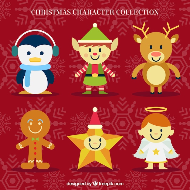 Download Cute collection of christmas characters Vector | Free Download