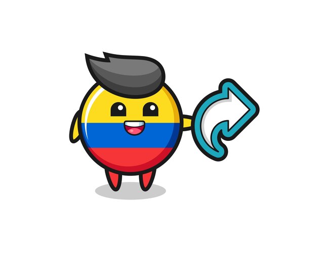 Premium Vector | Cute colombia flag badge hold social media share