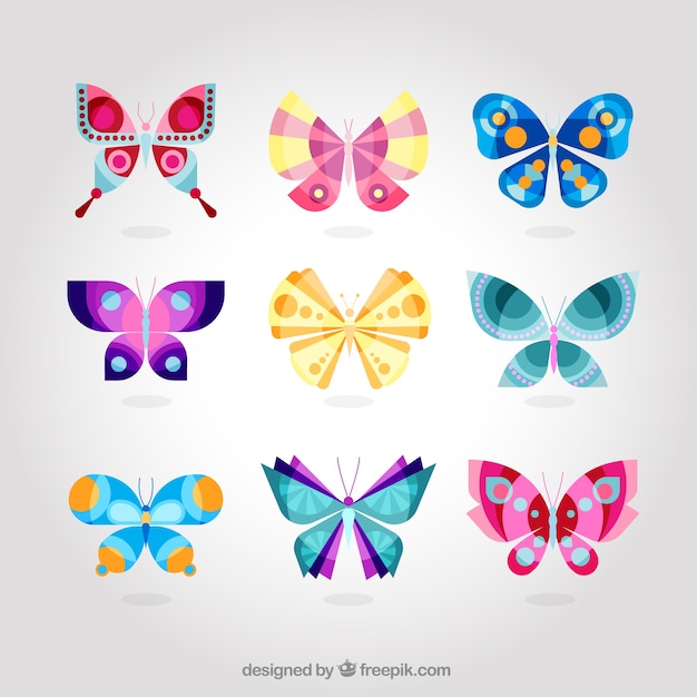 Cute colorful butterfly collection Vector | Free Download