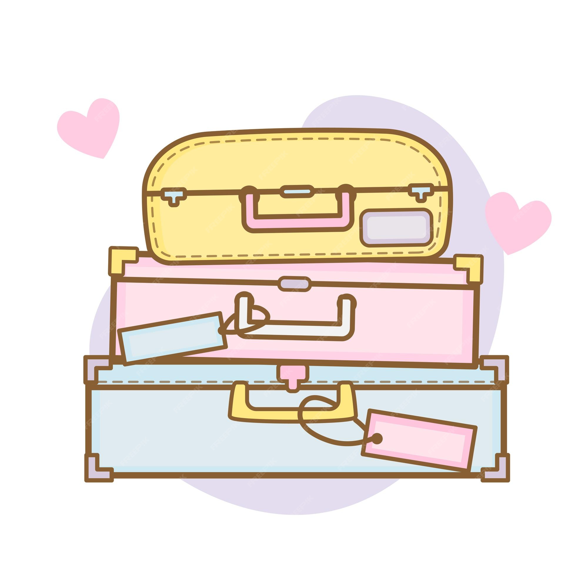 Premium Vector | Cute and colorful suitcase vector in kawaii style