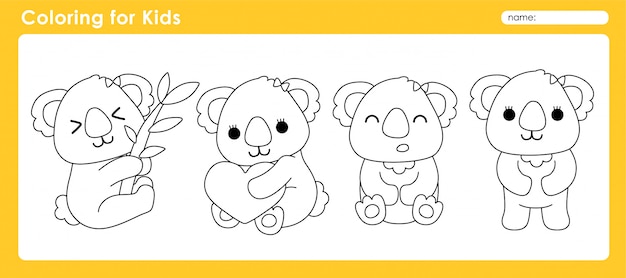 Premium Vector | Cute coloring for kids with animal koala