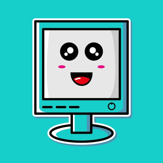 Premium Vector | Cute computer cartoon character