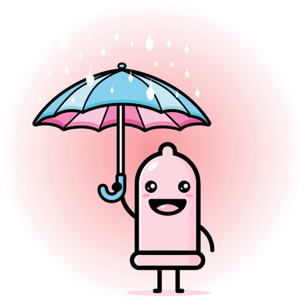 Premium Vector Cute Condom Mascot Wearing An Umbrella 6213