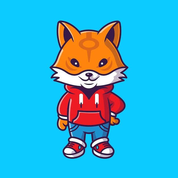 Free Vector | Cute cool fox wearing jacket cartoon vector icon ...