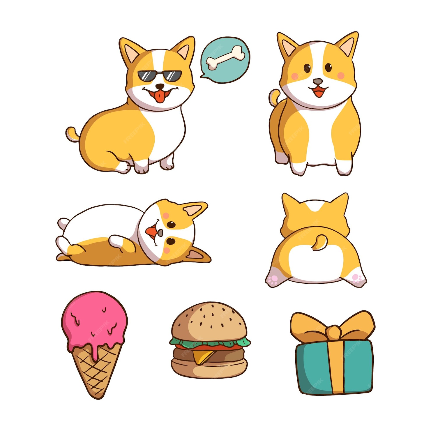 Premium Vector | Cute corgi dog collection with doodle style