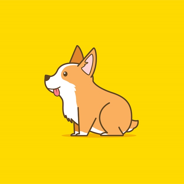 プレミアムベクター かわいいコーギー犬のイラスト