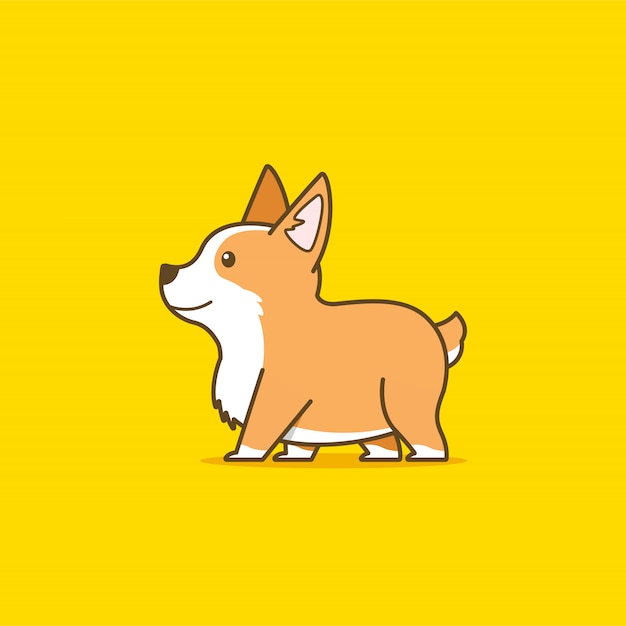 プレミアムベクター かわいいコーギー犬のイラスト