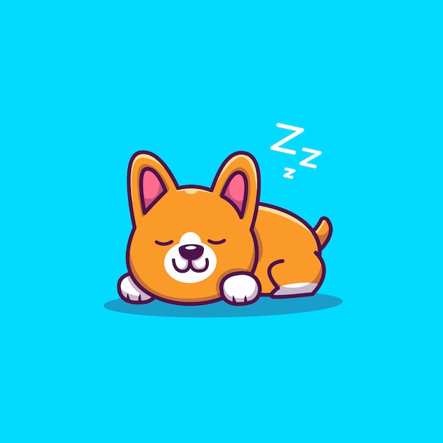 Cute corgi sleeping cartoon icon illustration. animal icon concept ...