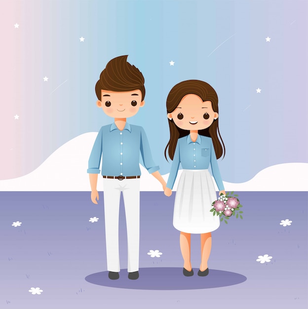 Premium Vector Cute Couple Holding Hands Together Illustration