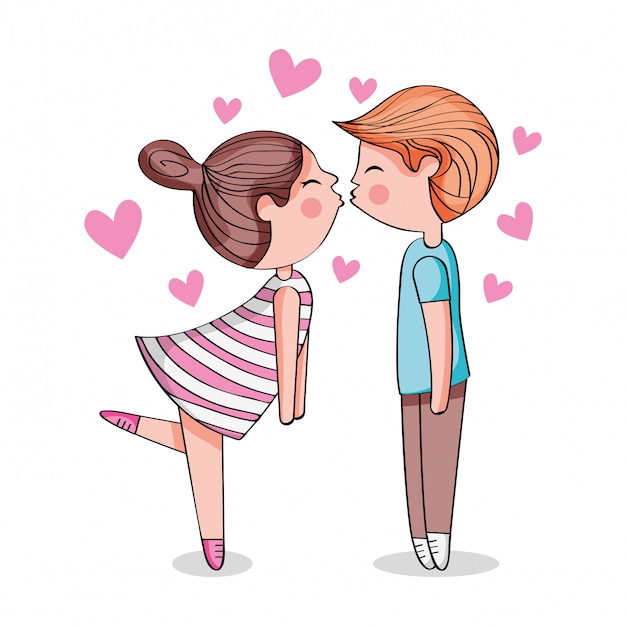 Premium Vector Cute Couple Kissing Cartoonillustration