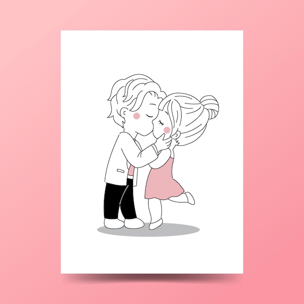 Premium Vector Cute Couple In Love Kissing 6831