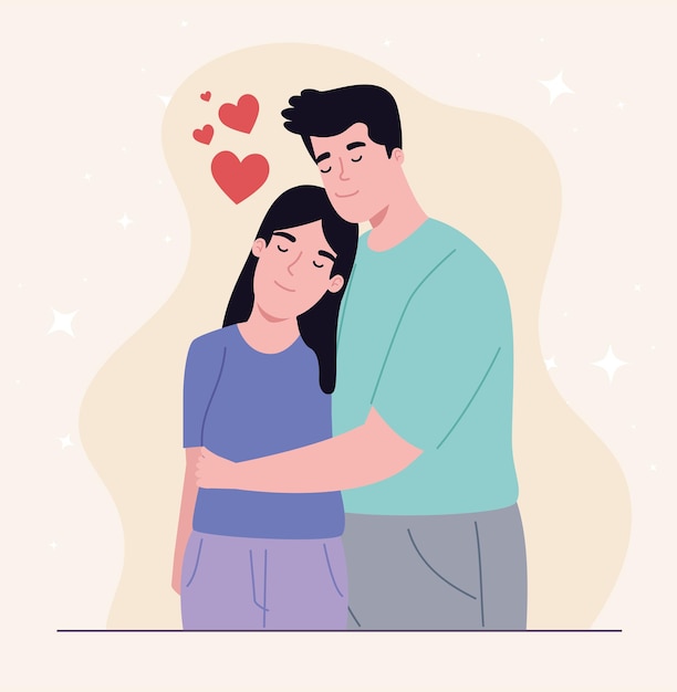 Premium Vector | Cute couple in love with hearts