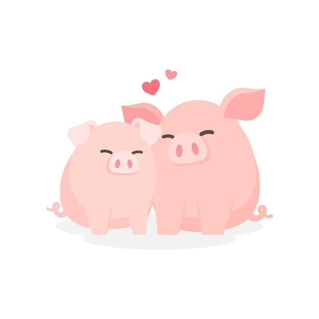  Cute  couple  pig  hugging embracing happily dating 