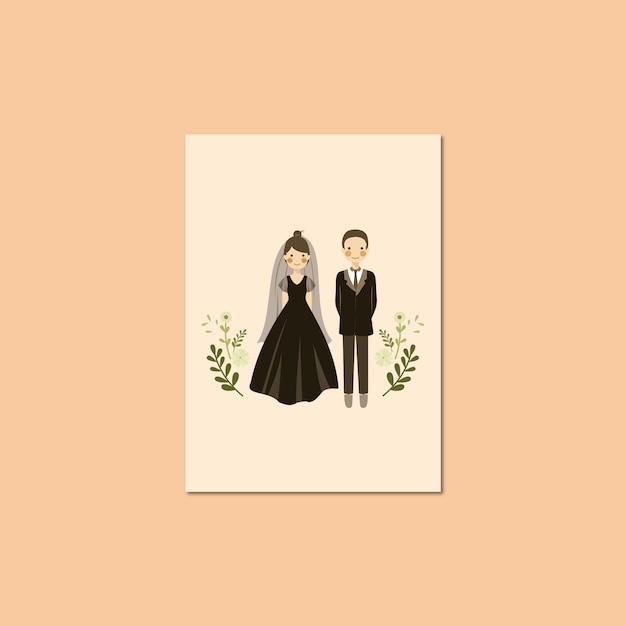 かわいいカップルの肖像画イラスト プレミアムベクター