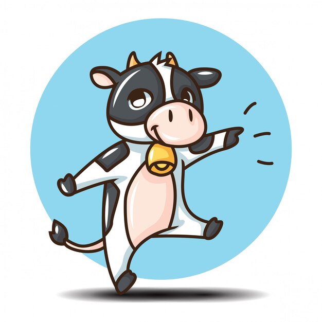 かわいい牛漫画のキャラクター 動物漫画のコンセプトです プレミアムベクター