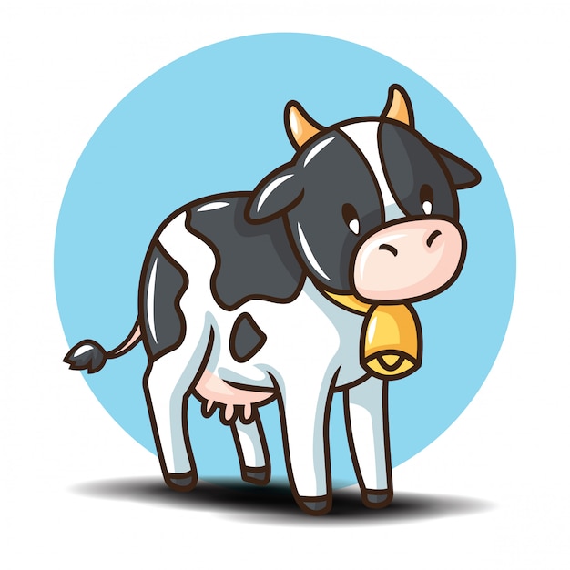 かわいい牛漫画のキャラクター 動物漫画のコンセプトです プレミアムベクター