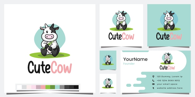 Download Free Cute Cow Cartoon Version Logo Design Inspiration Premium Vector Use our free logo maker to create a logo and build your brand. Put your logo on business cards, promotional products, or your website for brand visibility.