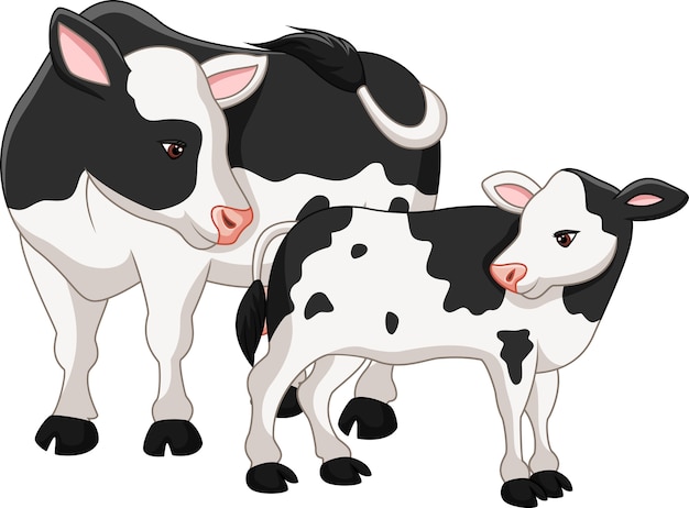 Download Premium Vector | Cute cow mother with baby calf
