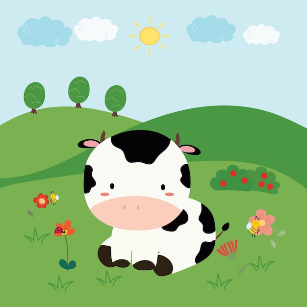 Cute cow vector Vector | Premium Download