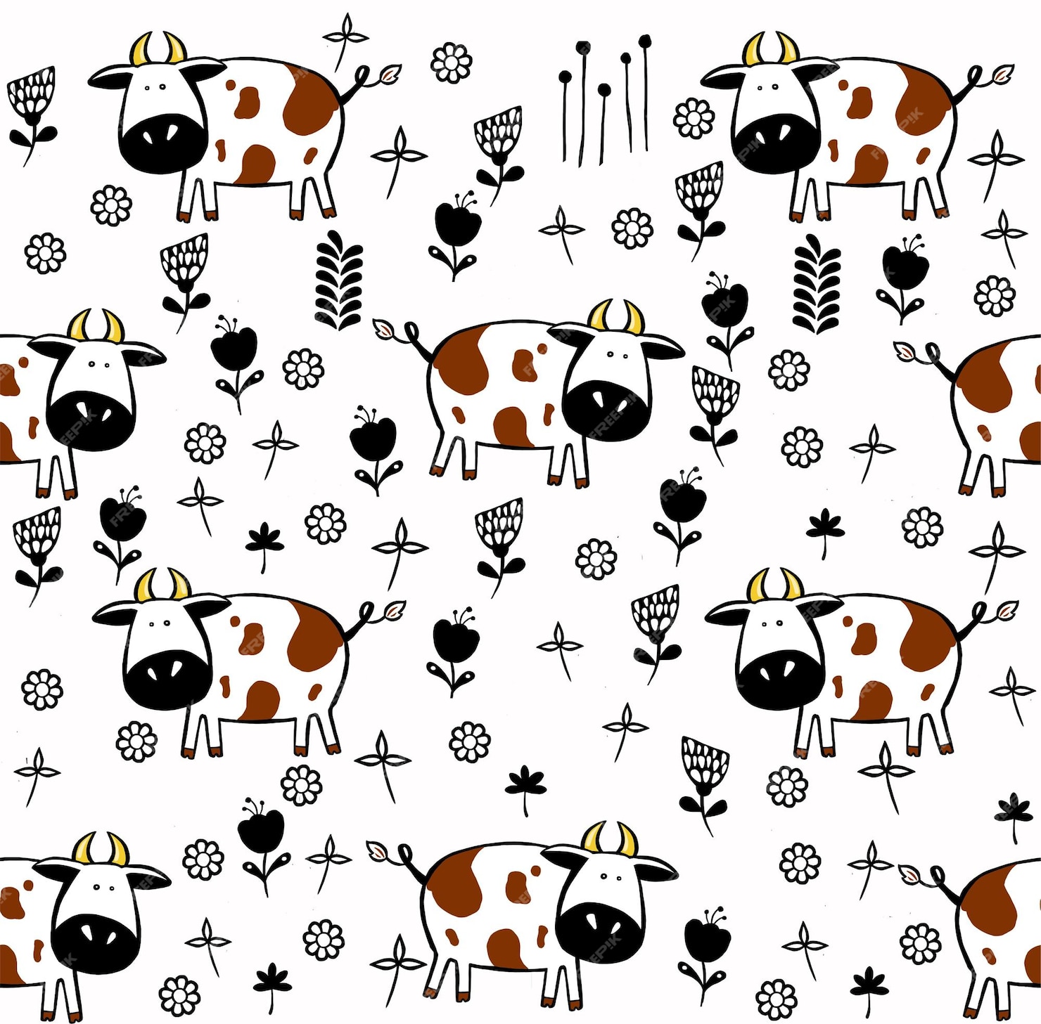 Premium Vector | Cute cows seamless pattern. childish background ...