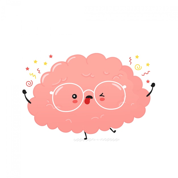 Cute crazy human brain. cartoon character illustration icon design ...