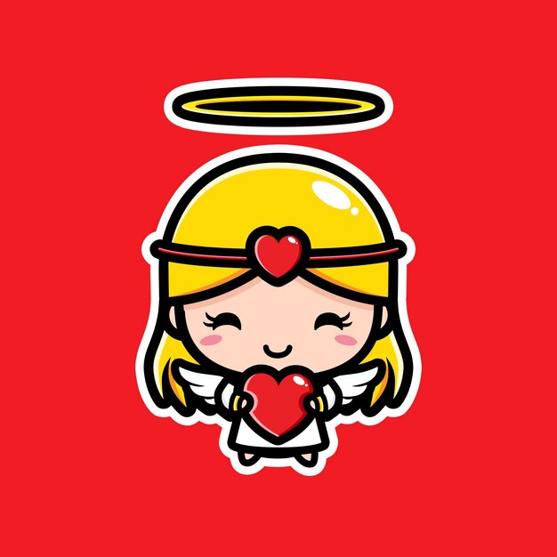 Premium Vector Cute Cupid Hugging A Love Heart 9079