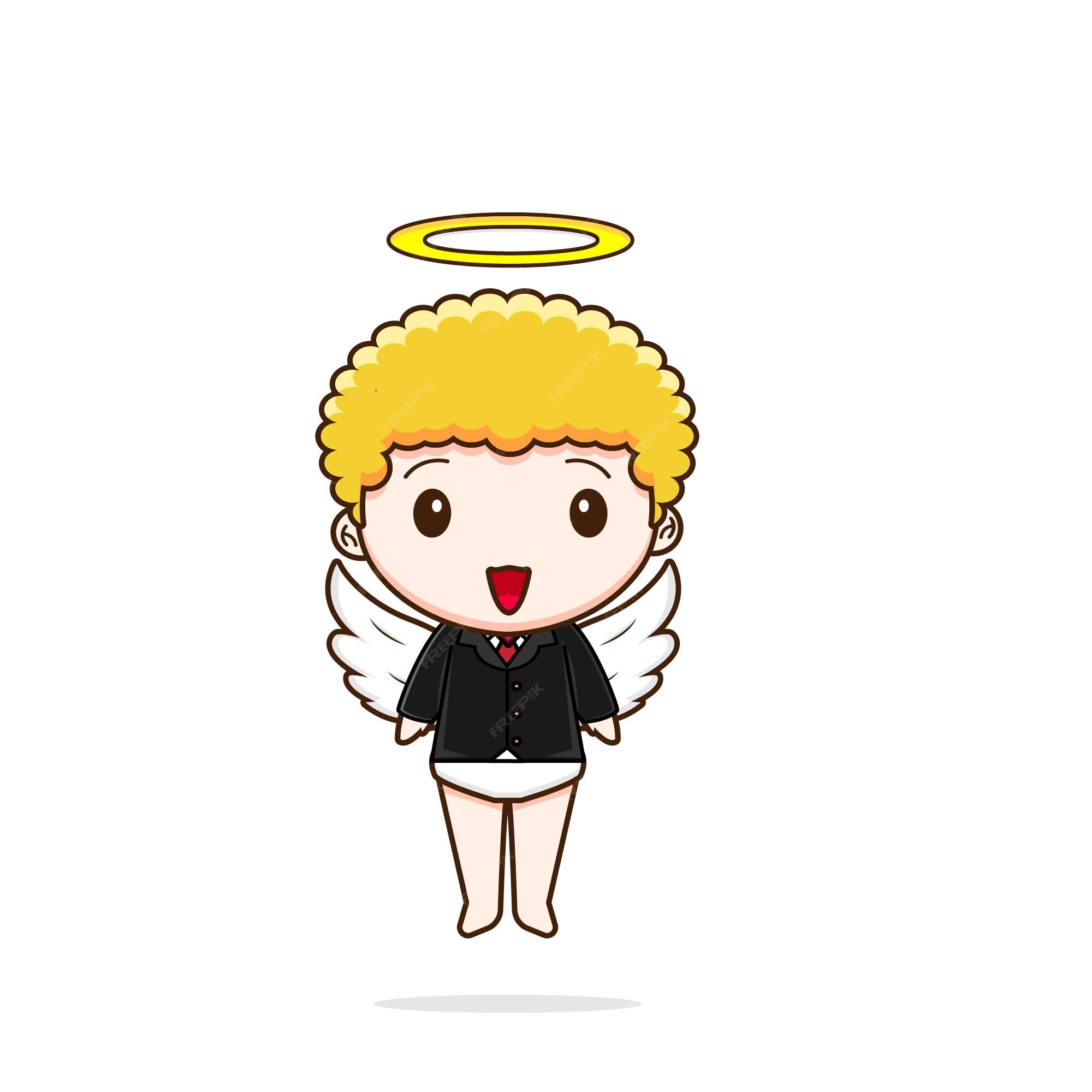 Premium Vector | Cute cupid wearing formal suit