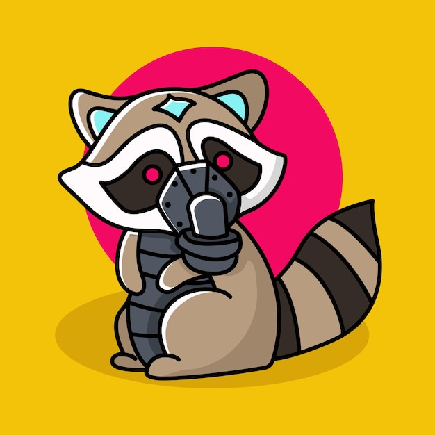 Premium Vector | Cute cyberpunk racoon cartoon illustration