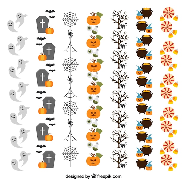 Download Cute decorative halloween party border pack Vector | Free ...