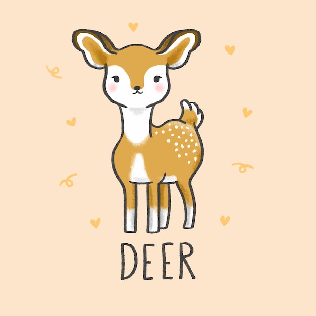 Premium Vector Cute deer cartoon hand drawn style