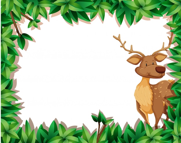 Free Vector | Cute deer in leaf border