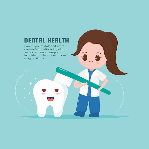 Premium Vector Cute Dentist With Tooth Health Template