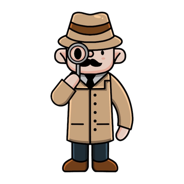 Premium Vector | Cute detective cartoon character