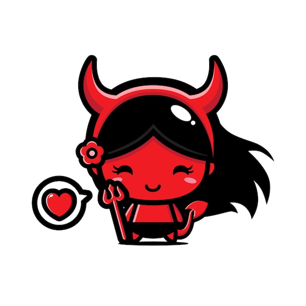 Cute Devil Girl Cartoon