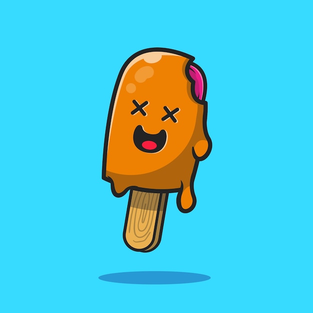 Premium Vector | Cute died popsicle melting cartoon icon illustration.