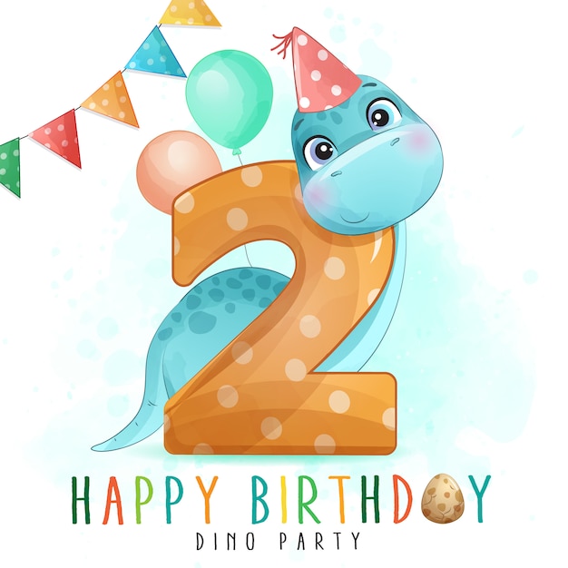 Download Cute dinosaur birthday party with numbering illustration ...