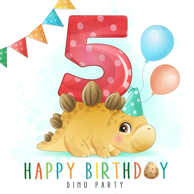 Download Premium Vector | Cute dinosaur birthday party with ...