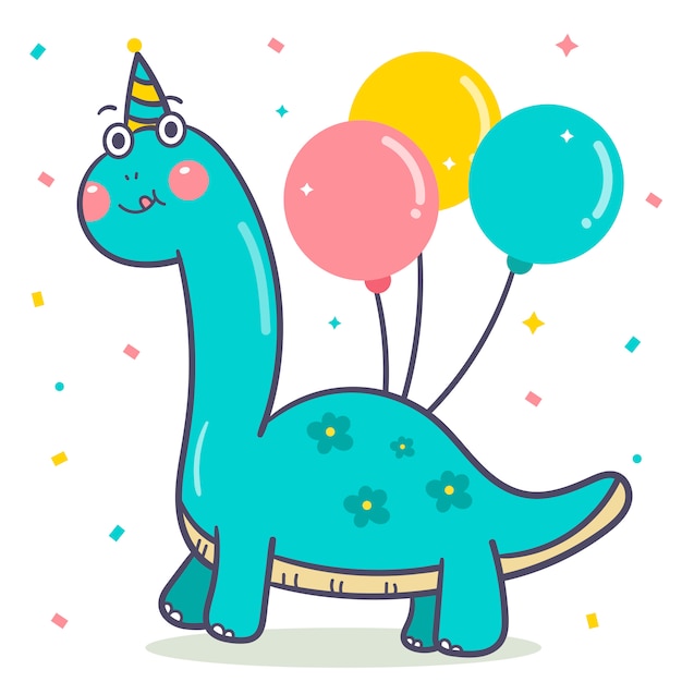 Download Cute dinosaur vector for happy birthday balloon | Premium ...