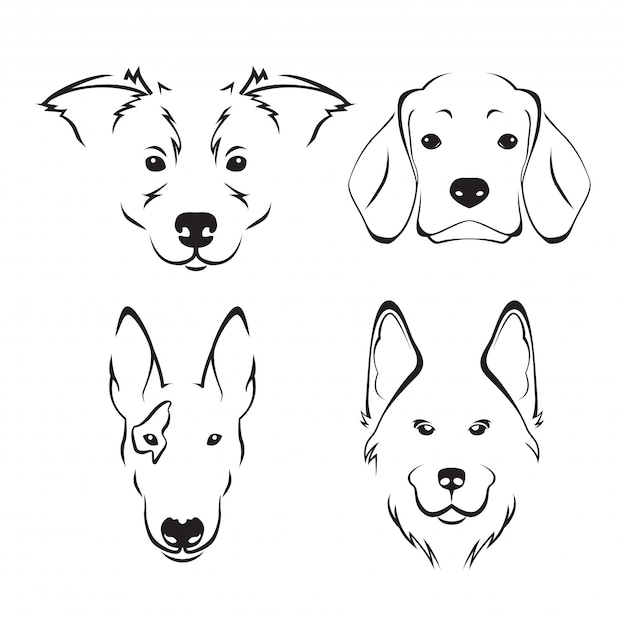 Premium Vector Cute dog breed line art logo set