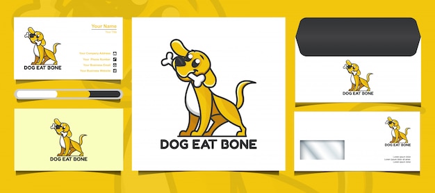 かわいい犬のロゴとブランドアイデンティティのデザインテンプレート プレミアムベクター