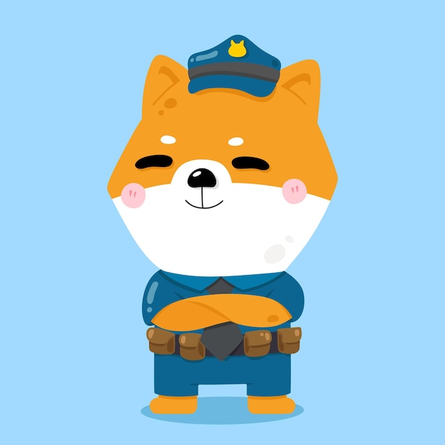 Premium Vector | Cute dog policeman cartoon animal illustrations