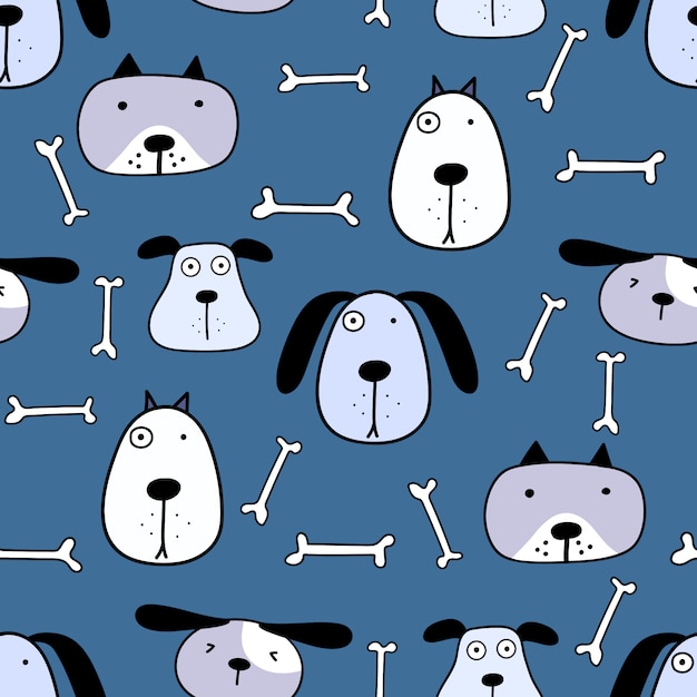 Premium Vector | Cute dog seamless pattern