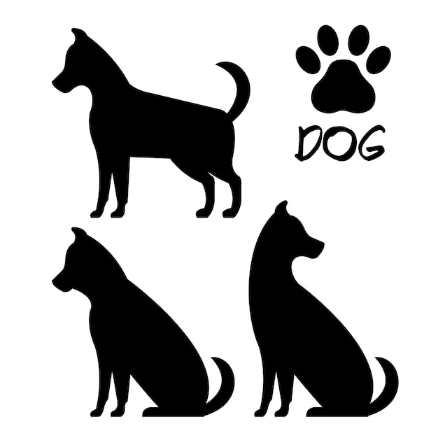 Download Cute dog silhouette icons vector illustration design | Premium Vector