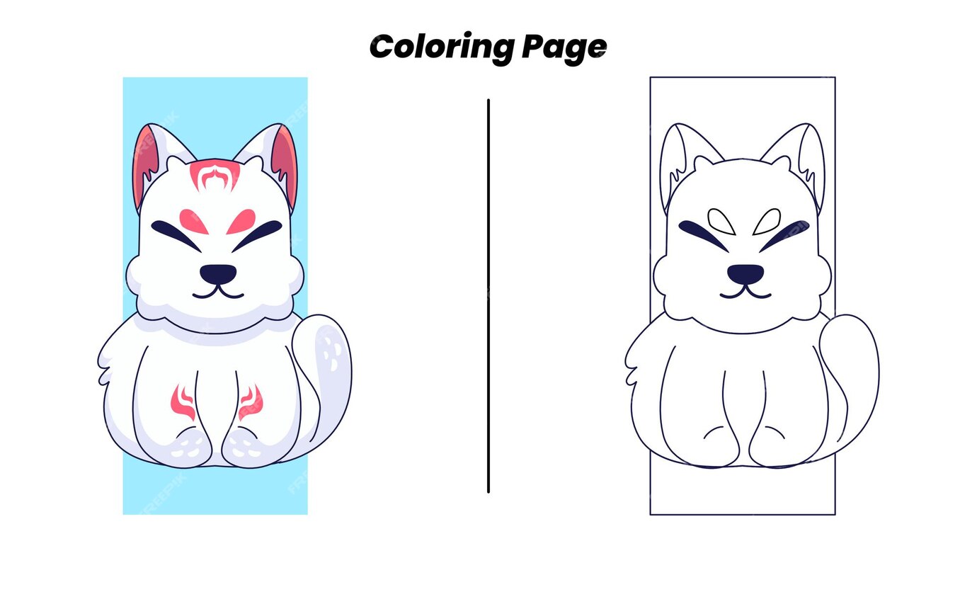 Premium Vector | Cute dog sitting with coloring page