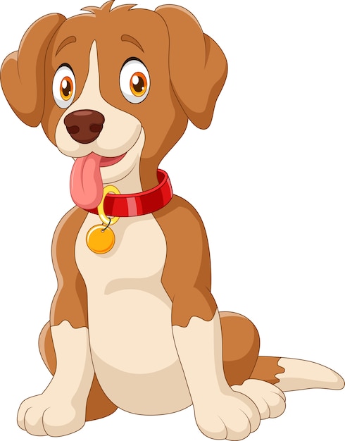 Premium Vector | Cute dog sitting with tongue out