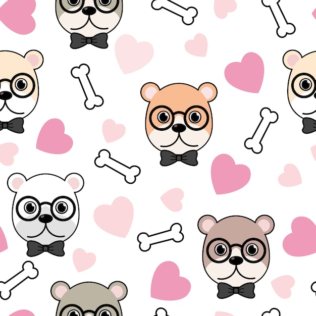 Premium Vector Cute dogs pattern, different dogs seamless wallpaper.