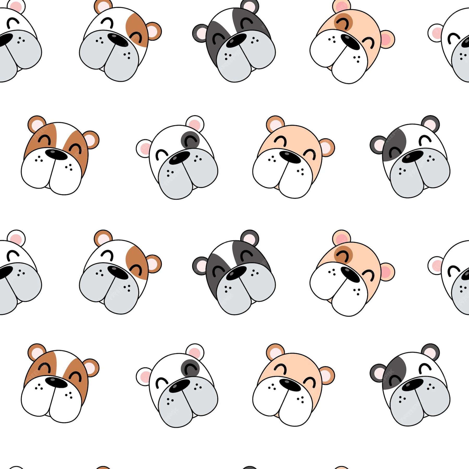 Premium Vector Cute dogs pattern, different dogs seamless wallpaper.