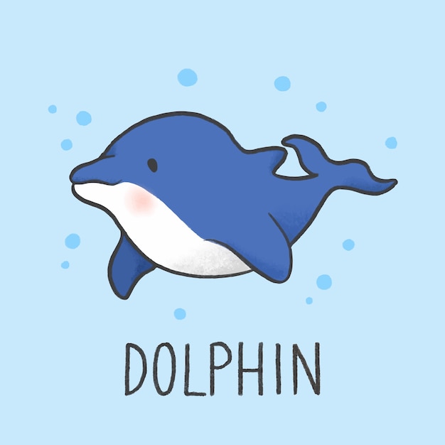 Premium Vector Cute dolphin cartoon hand drawn style